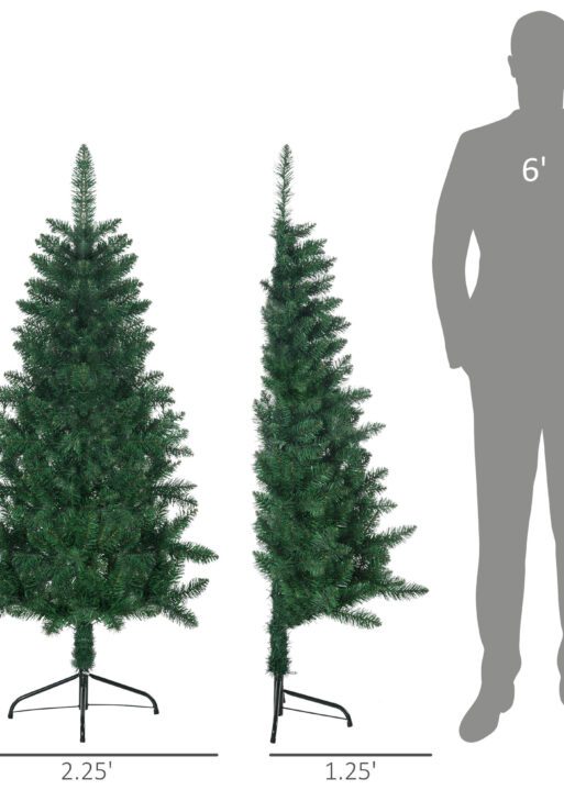 5' Artificial Half Christmas Trees with Auto Open, Steel Base, for Indoor Xmas Décor