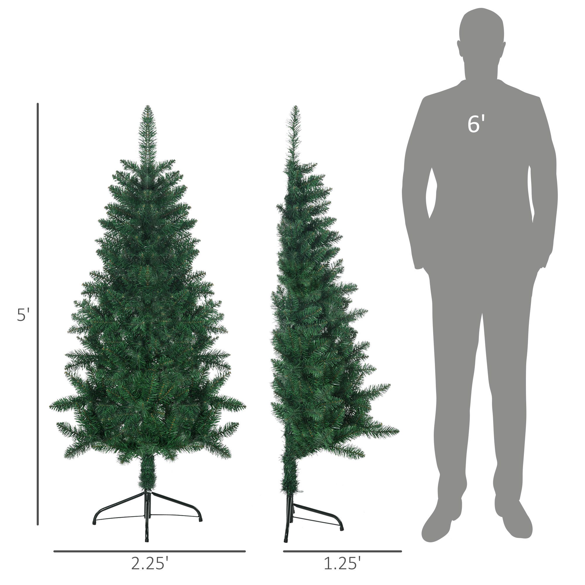 5' Artificial Half Christmas Trees with Auto Open, Steel Base, for Indoor Xmas Décor - Image 1