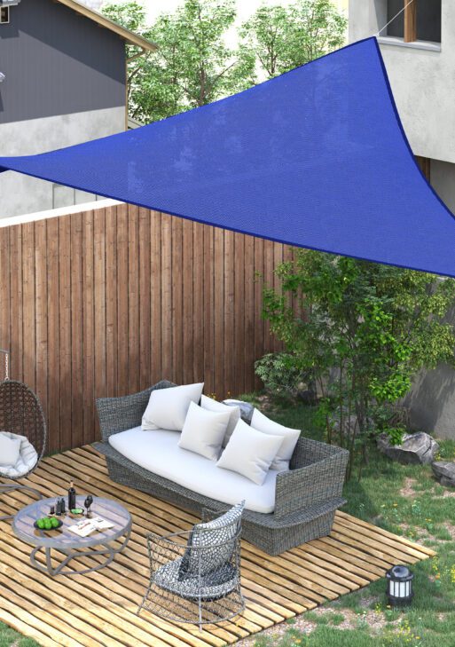 16' x 20' Sun Shade Sail Canopy Outdoor Shade Sail Cloth for Patio Deck Yard with D-Rings and Rope Included, Blue