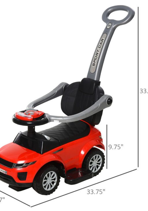 2 In 1 Push Cars for Toddlers Kid Ride on Push Car Stroller Sliding Car with Horn Music Light Function Secure Bar Ride on Toy for Boy Girl 1-3 Years Old Red