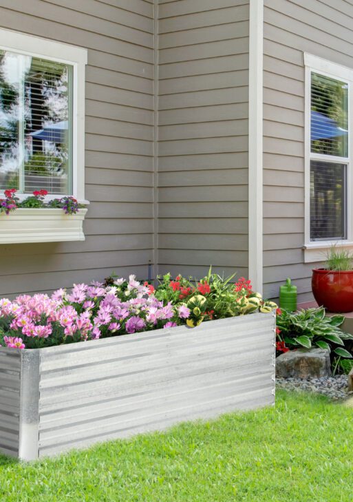 Galvanized Raised Garden Bed, Steel Outdoor Planters with Reinforced Rods, 71" x 36" x 23", Silver