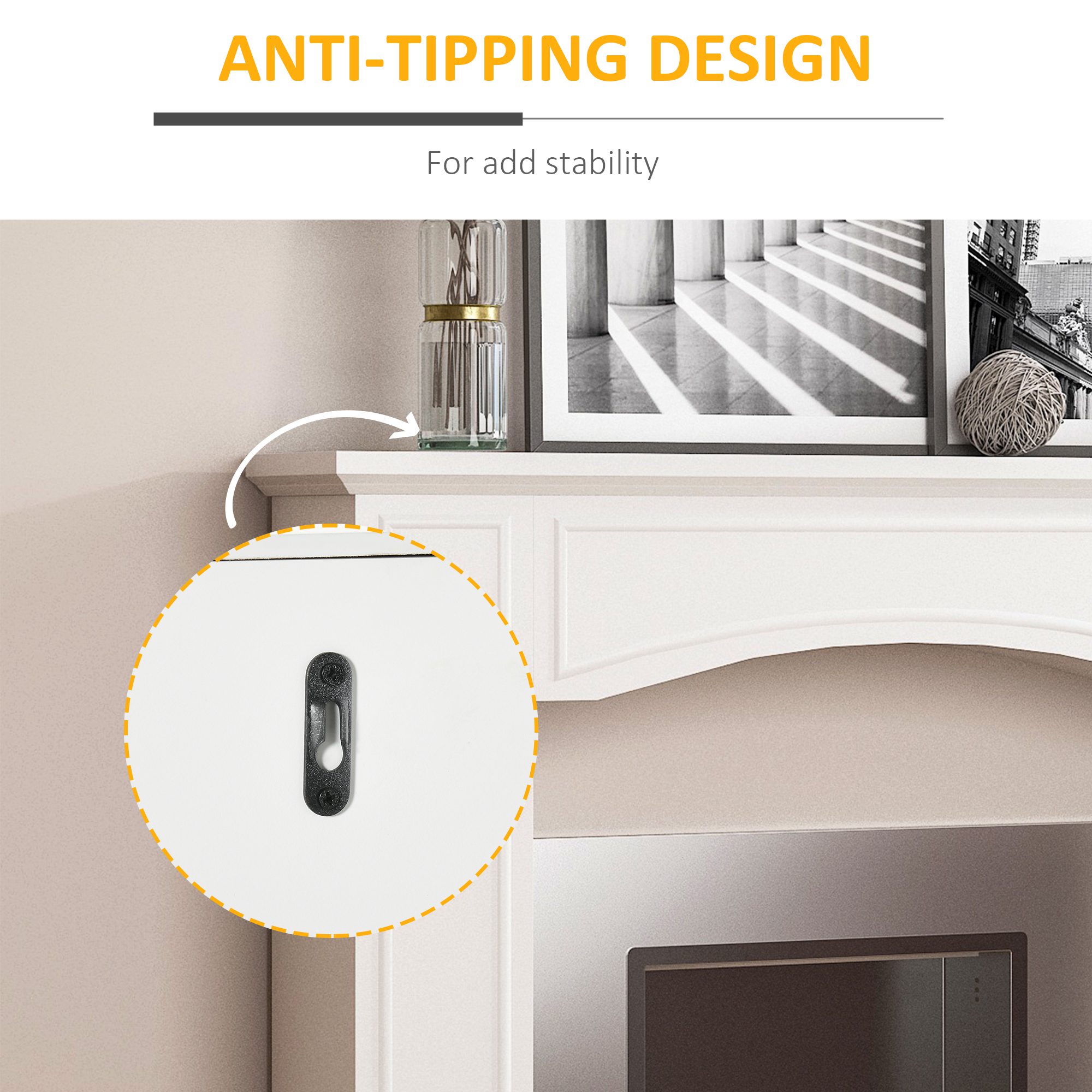 Modern Fireplace Mantel, Surround Mantels for Fireplace with Decorative Pattern Interior Width 29" White - Image 3
