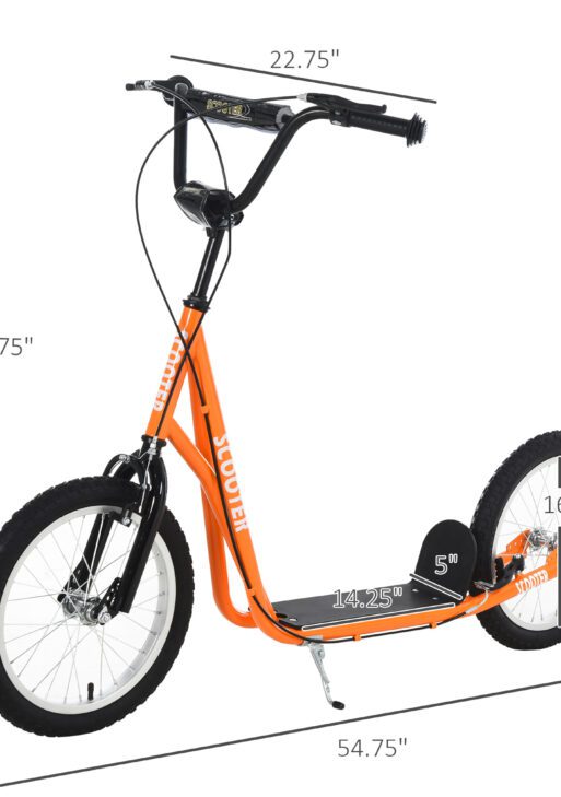 Youth Scooter Kick Scooter for Kids 5+ with Adjustable Handlebar Front and Rear Dual Brakes, Orange