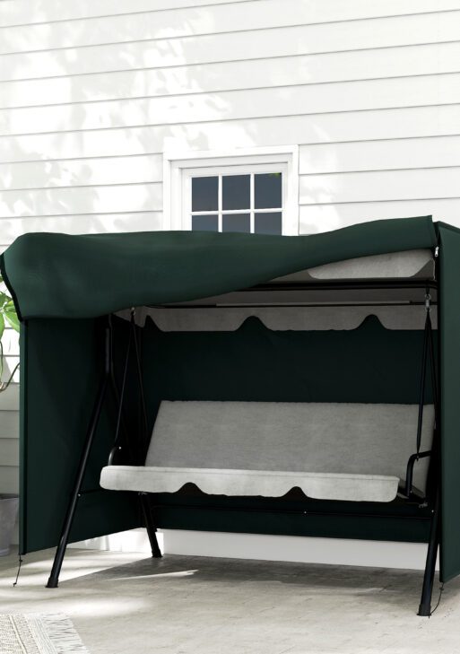 Outdoor Patio Hammock Porch Swing Cover with UV, Water, & Dust Fighting Material, 81" x 49" x 65", Dark Green