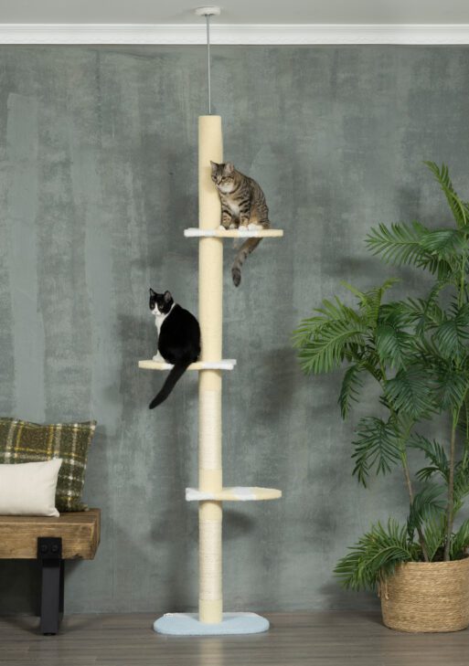 4-Tier Floor to Ceiling Cat Tree Height Adjustable 87 -103 Inch