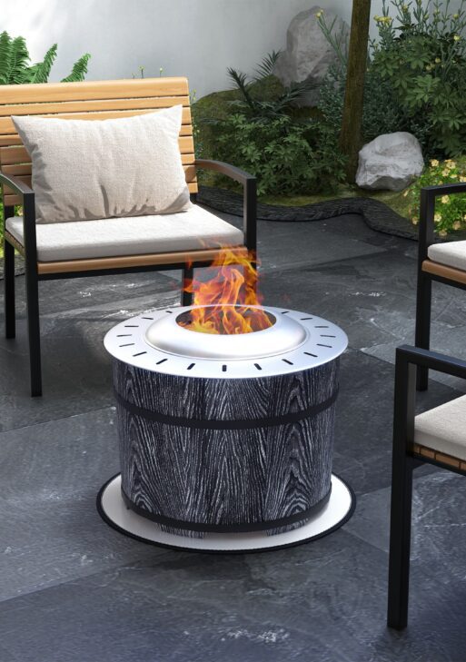Smokeless Fire Pit, Portable Camping Bonfire Stove with Mat for Backyard, Patio, Picnic, Magnesium Oxide, Black