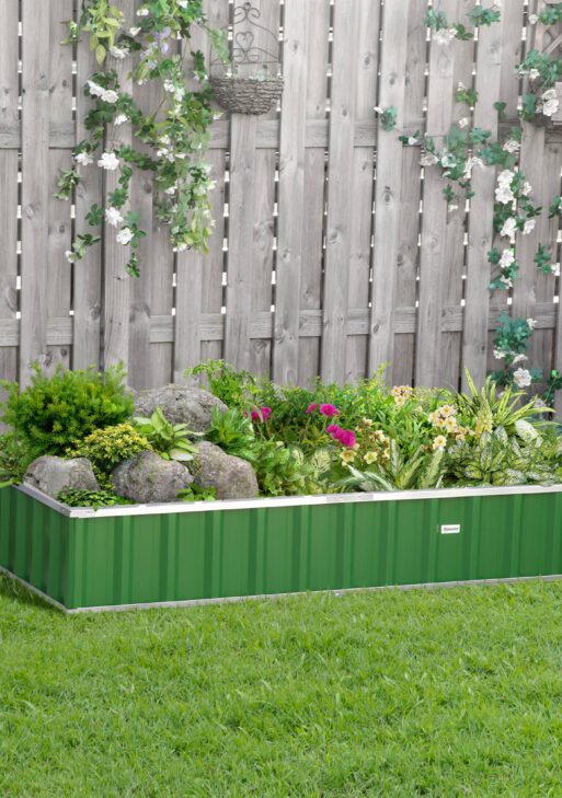 5.7' x 3' x 1' Raised Garden Bed, Galvanized Metal Planter Box for Vegetables Flowers Herbs, Green