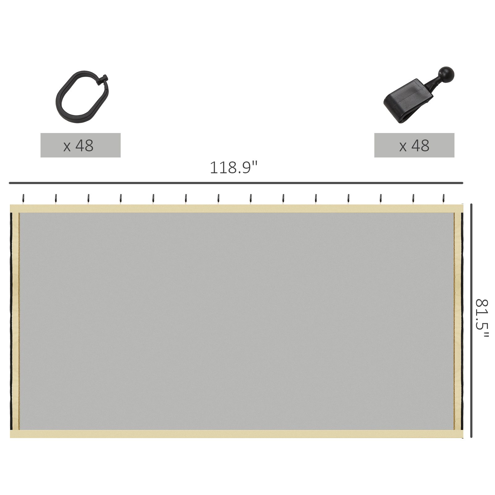 Replacement Mesh Sidewall Netting for 10' x 10' Gazebos and Canopy Tents with Zippers, (Sidewall Only) Beige - Image 1