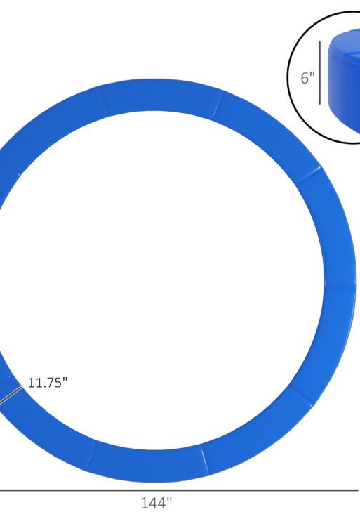 12FT Trampoline Spring Cover, Safety Trampoline Pad Replacement, Waterproof and Tear Resistant, All Weather Trampoline Accessories, Blue