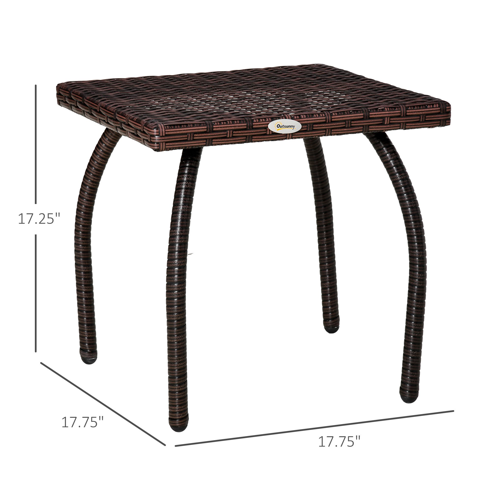 Outdoor PE Wicker Side Table, Small Square Rattan End Table, All-Weather Material Coffee Table for Garden, Balcony, Backyard, Brown - Image 1