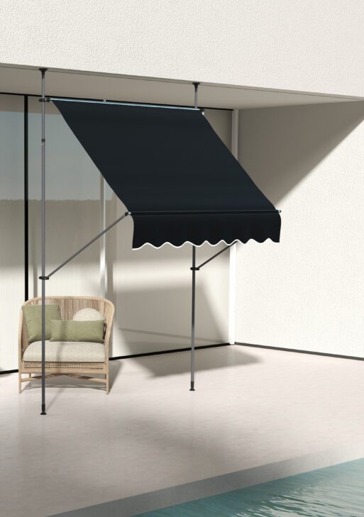 6.5' x 4' Manual Retractable Awning, Non-Screw Patio Awning, UV Resistant for Window or Door, Black