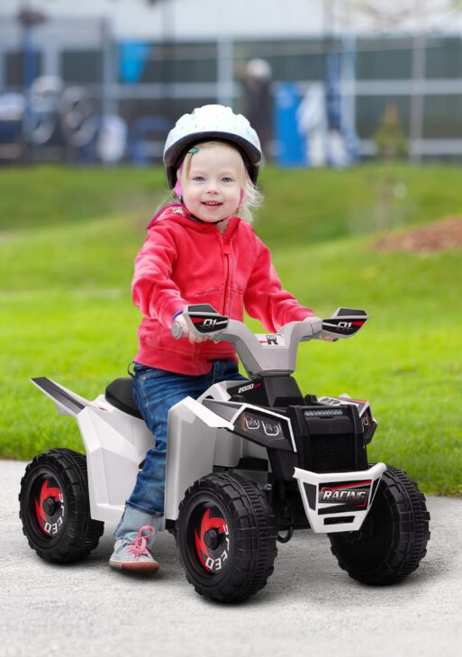 6V Electric Toy Car with Forward Backward, Wear-Resistant Wheels for Ages 18-36 Months, White