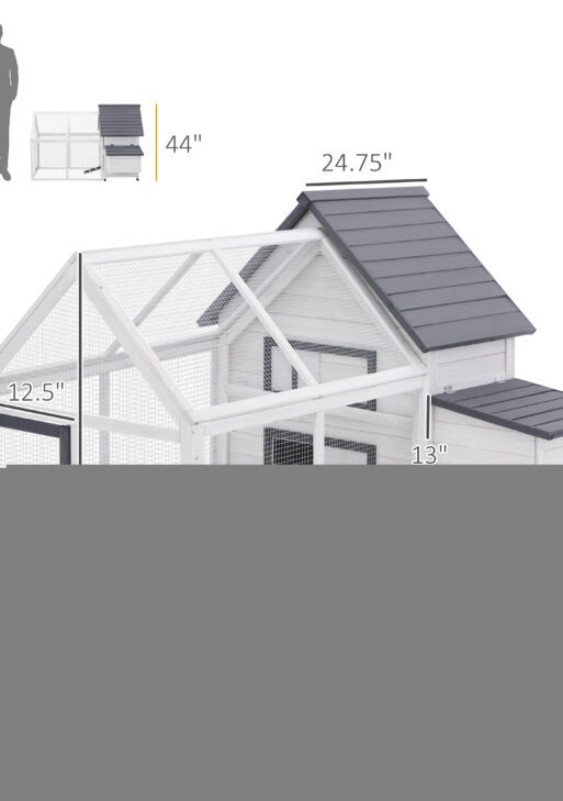 65" Chicken Coop Wooden Chicken House Rabbit Hutch Poultry Cage Hen Pen Backyard with Nesting Box, Ramp, Run
