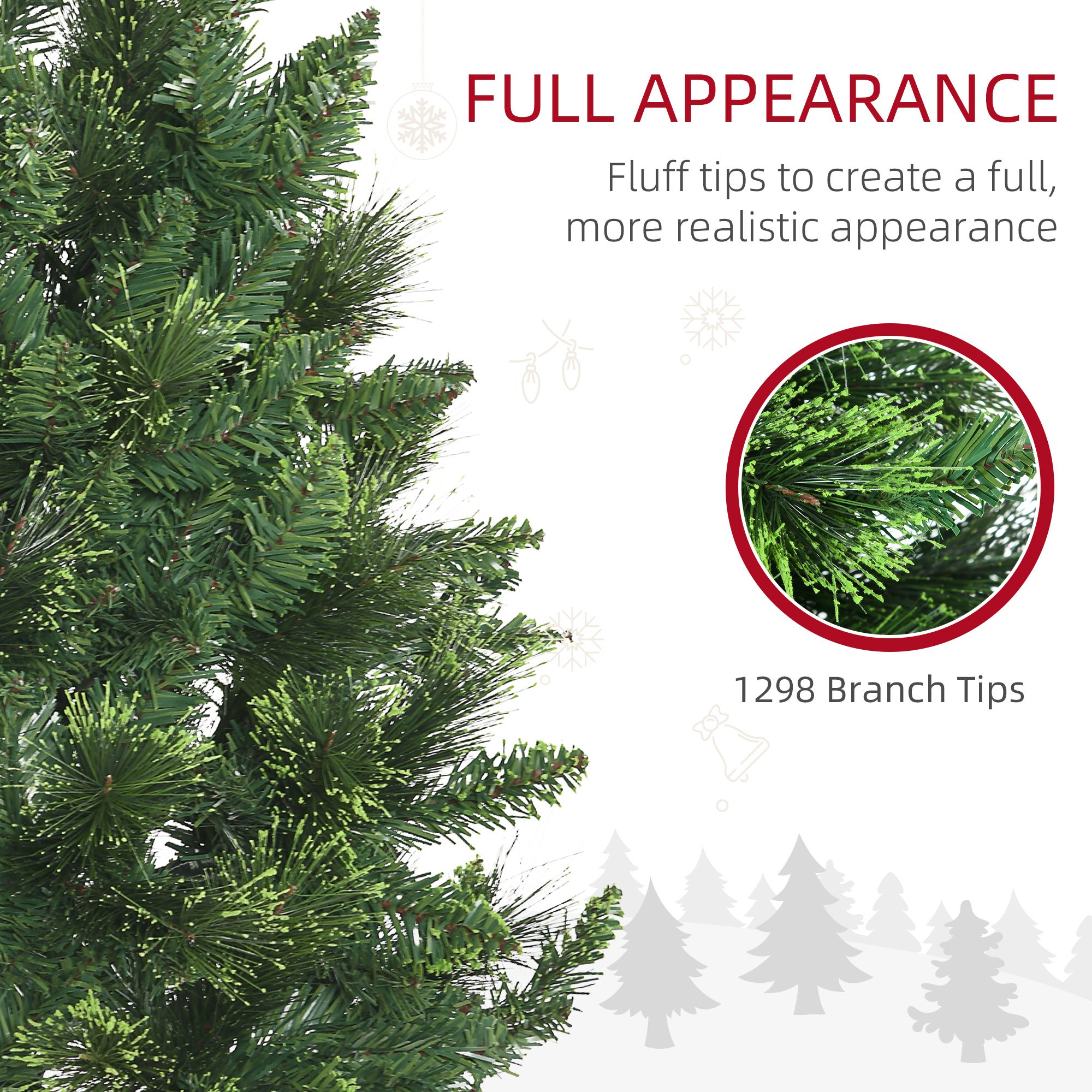 9' Artificial Pencil Christmas Trees, with Auto Open, Steel Base, Pine Needles, for Home Xmas Decoration - Image 3