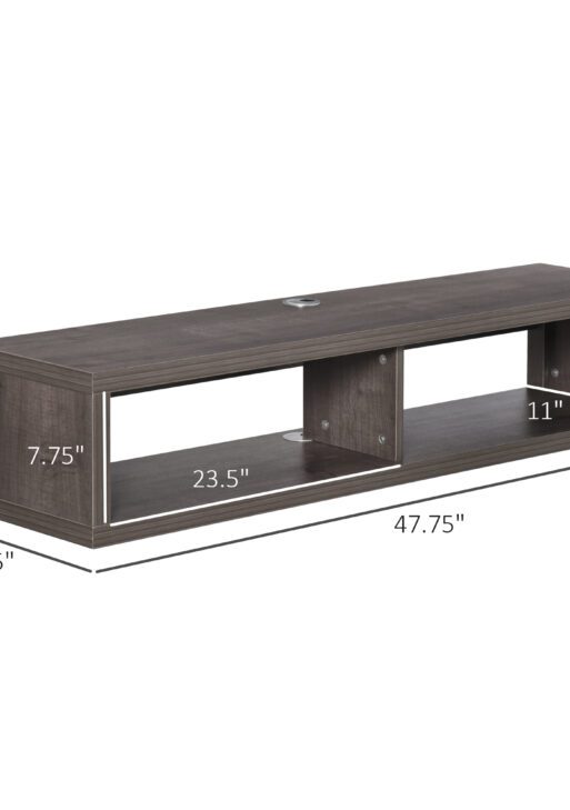 Wall Mounted TV Stand, Media Console Floating Storage Shelf for Living Room or Home Office, Dark Grey