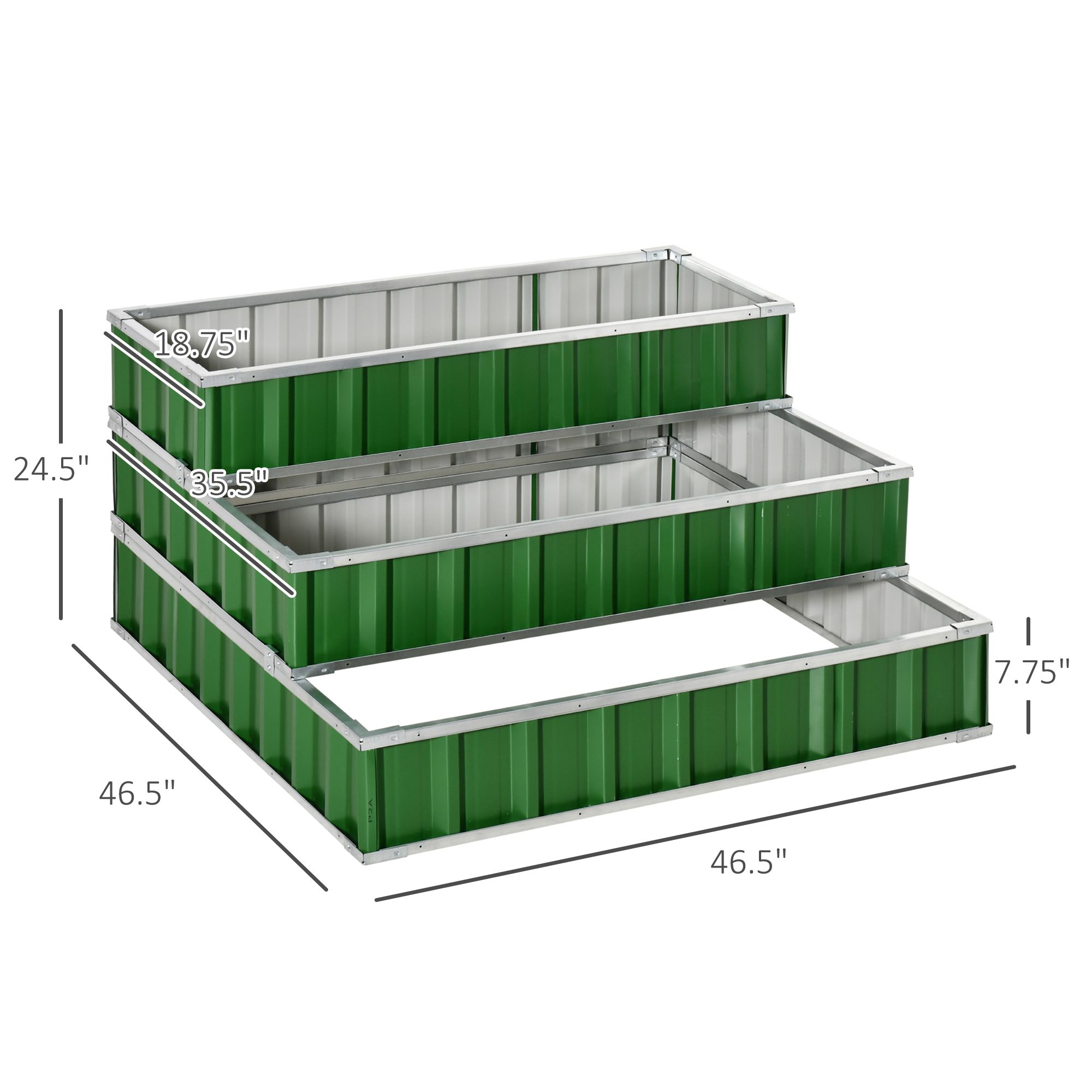 3 Tier Raised Garden Bed Outdoor Metal Patio Planter Box with Gloves, 4' x 4' x 2' for Backyard, Patio to Grow Vegetables, Herbs, and Flowers, Green - Image 1
