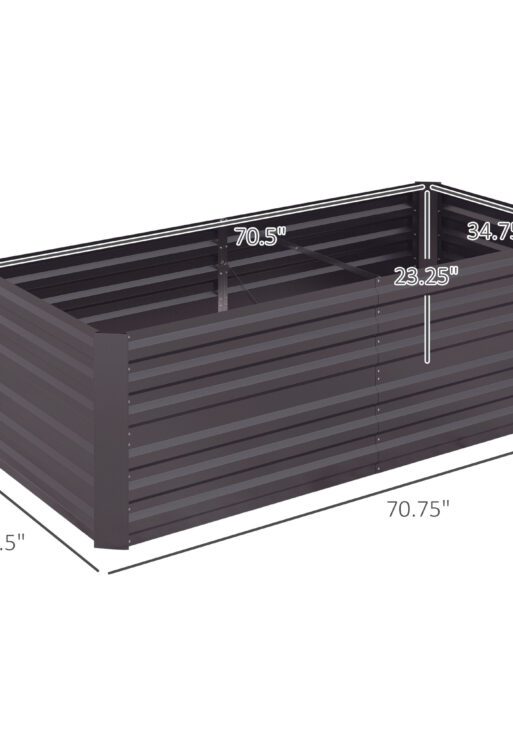 Galvanized Raised Garden Bed, Steel Outdoor Planters with Reinforced Rods, 71" x 36" x 23", Dark Gray
