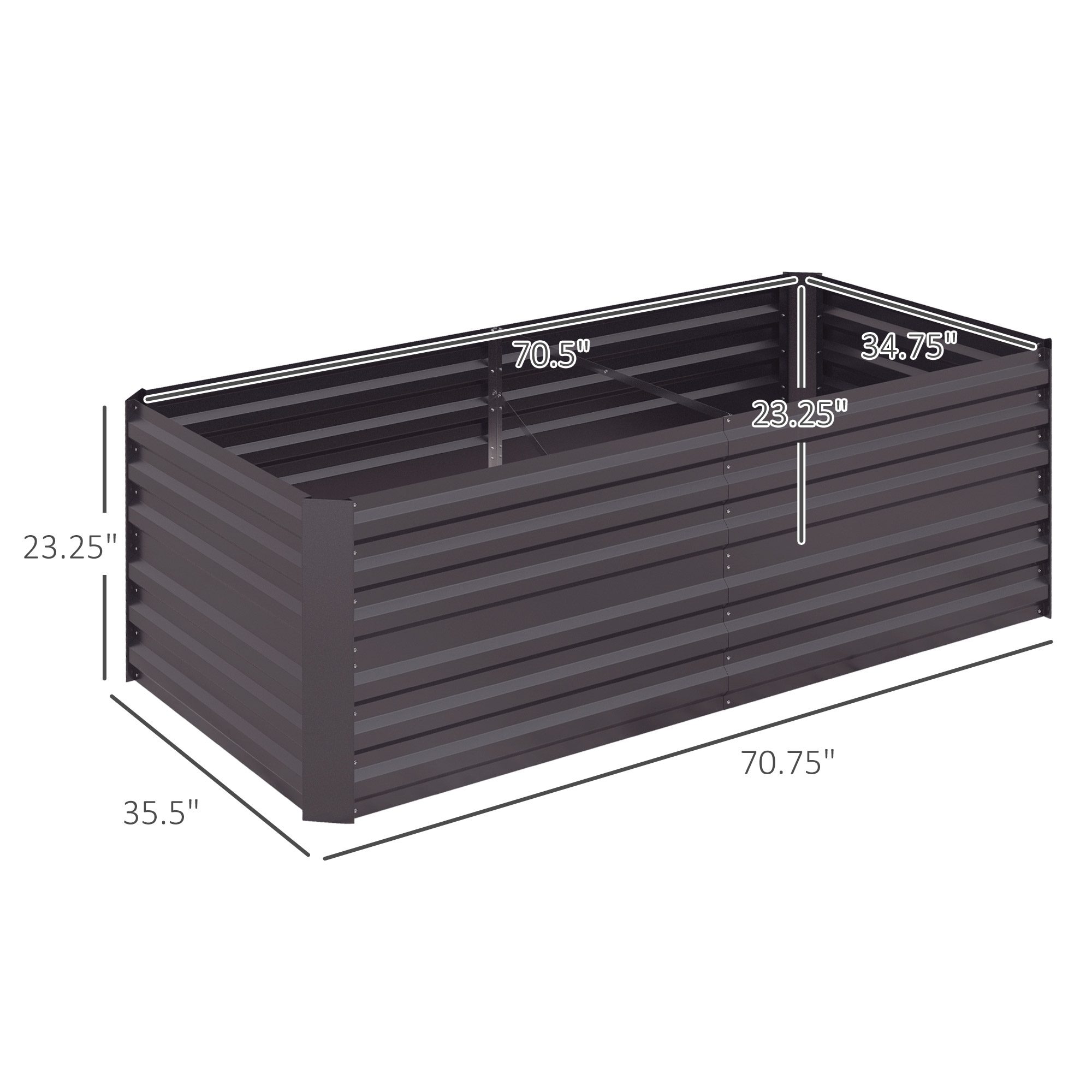 Galvanized Raised Garden Bed, Steel Outdoor Planters with Reinforced Rods, 71" x 36" x 23", Dark Gray - Image 1