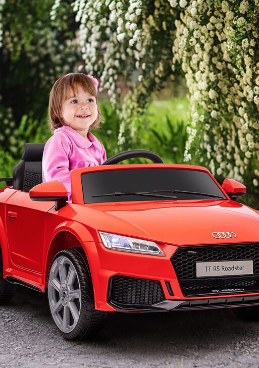 6V Kids Electric Ride On Car, Licensed Audi TT RS with Suspension System and Remote Control, Horn, 5 Songs, Lights, MP3 Player, Red