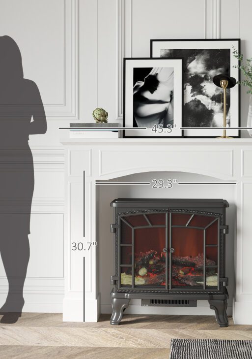 Modern Fireplace Mantel, Surround Mantels for Fireplace with Decorative Pattern Interior Width 29" White