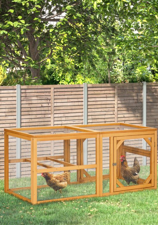 55" Wooden Chicken Coop Add-on Expansion, Mini Chicken Coop Outdoor Chicken Run Hen House with Combinable Design
