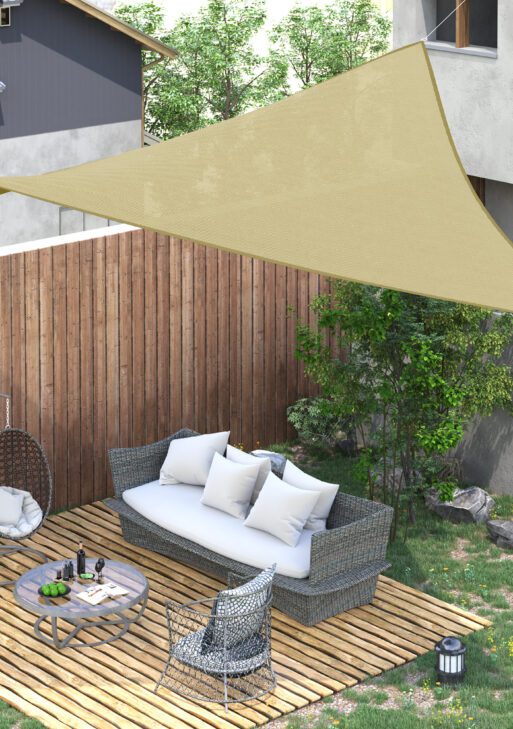 24' x 24' Outdoor Patio Sun Shade Sail, Square UV Resistant Canopy, Sand