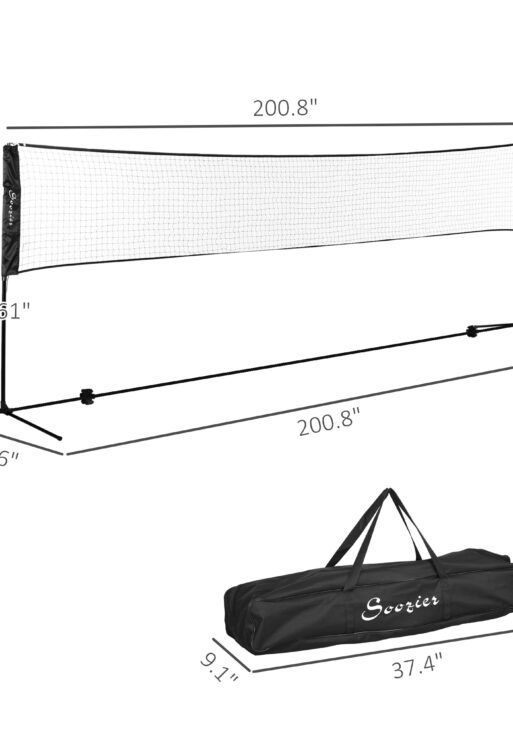 All-in-1 Badminton Set, Height Adjustable for Pickleball, Volleyball, Badminton, Backyard, Beach, Driveway Game