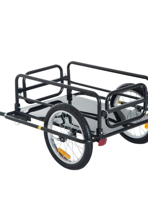Camping Cart Outdoor Wanderer Folding Bicycle Storage Cart Cargo and Luggage Trailer with Hitch - Black