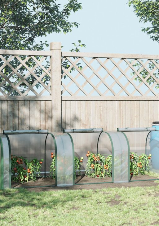 9.7' L x 3' W x 2.5' H Portable Tunneled Greenhouse with 3 Zippered Doors, Water/UV Fighting PVC Cover