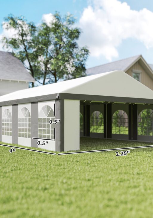 20 x 33 ft Heavy Duty Party Tent Outdoor Gazebo Wedding Tent Event Shelter Carport BBQ with Removable Sidewalls & Windows, Outside Waterproof Canopy for Parties, White and Gray