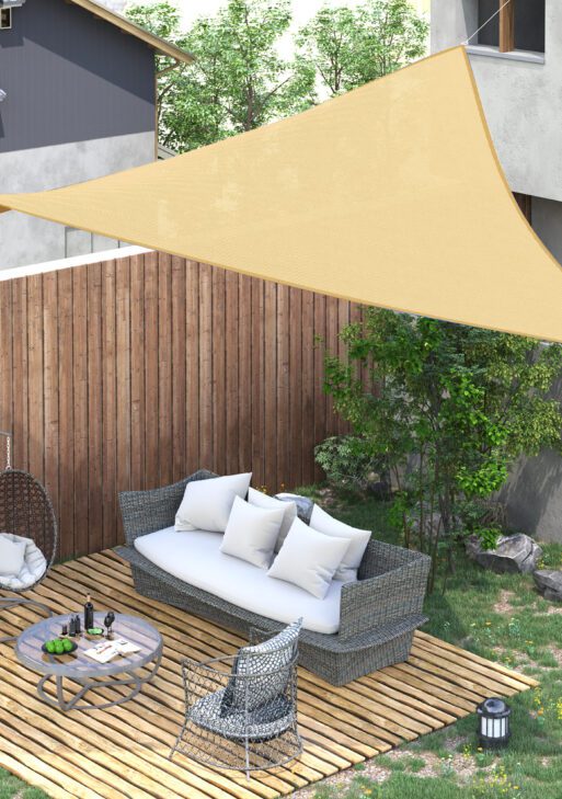 16' x 20' Sun Shade Sail Canopy Outdoor Shade Sail Cloth for Patio Deck Yard with D-Rings and Rope Included, Sand