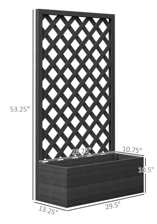 Trellis Planter Box for Climbing Plants, Raised Garden Bed w/ Trellis Lattice for Outdoor Garden, Backyard, Black