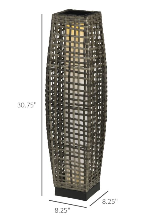 Solar Floor Lamp, Outdoor Garden Lantern Pathway Light & Decorative Driveway Lighting with Auto On/Off LED Lights for Porch, Yard, Lawn, Courtyard, Deck, Gray