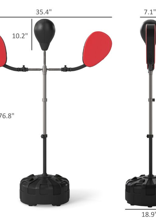 Boxing Bag with Stand, Adjustable Height Punching Speed Bag with 2 Target Arms, for Training, Exercise, Black