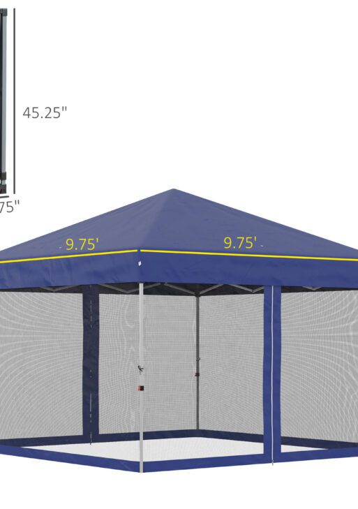 10' x 10' Pop Up Canopy Tent, Tents for Parties with Wheeled Carry Bag, Screen House Room, Height Adjustable Portable Gazebo, for Outdoor, Garden, Patio, Blue