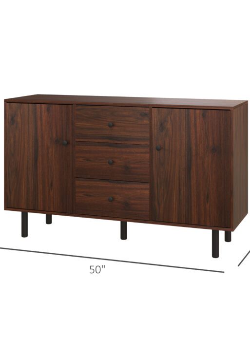 Retro Sideboard with 2 Cabinets 3 Drawers, Buffet Table, Rustic Brown