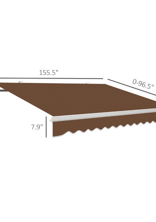 13' x 8' Retractable Awning, Patio Awnings, Sunshade Shelter w/ Manual Crank Handle, UV & Water-Resistant Fabric and Aluminum Frame for Deck, Balcony, Yard, Coffee Brown