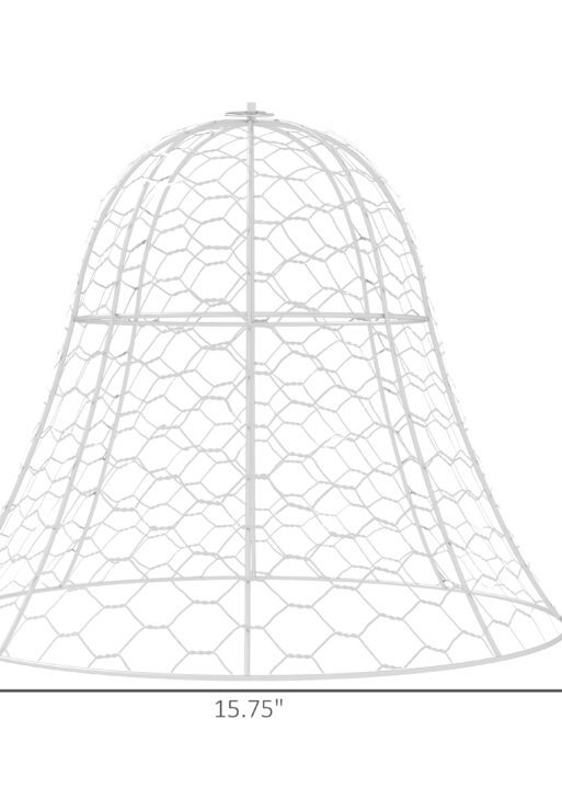 6 Pack Garden Cloches for Plants, 16" x 13" Metal Crop Cage, Plant Cages to Keep Animals Out, White