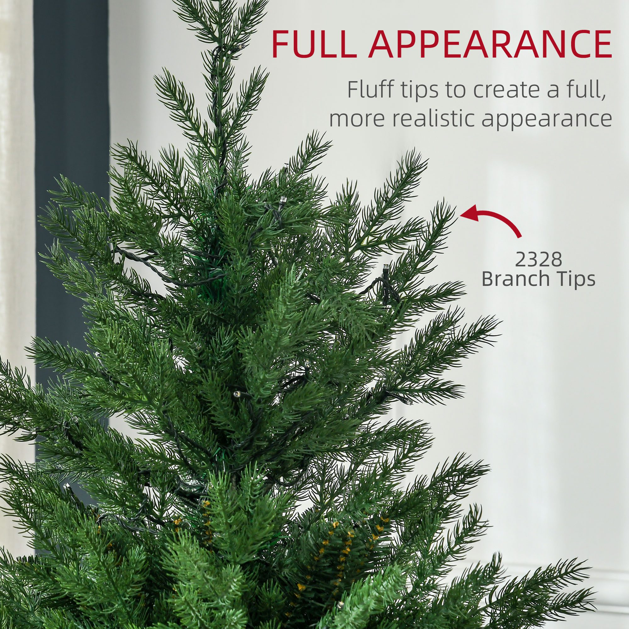 6' Artificial Prelit Christmas Trees Holiday Decor with Warm White LED Lights, Auto Open, 8 Light Modes - Image 3