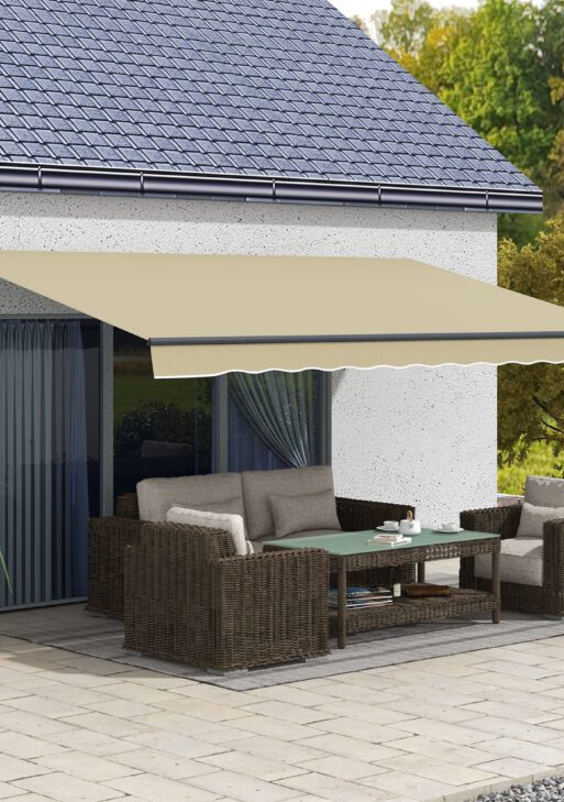16' x 10' Retractable Awning, 280gsm UV Resistant Sunshade Shelter for Deck, Balcony, Yard, Beige