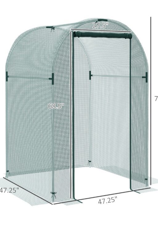 Galvanized Steel Crop Cage, Plant Protection Tent with Zippered Door, 4' x 4', Green