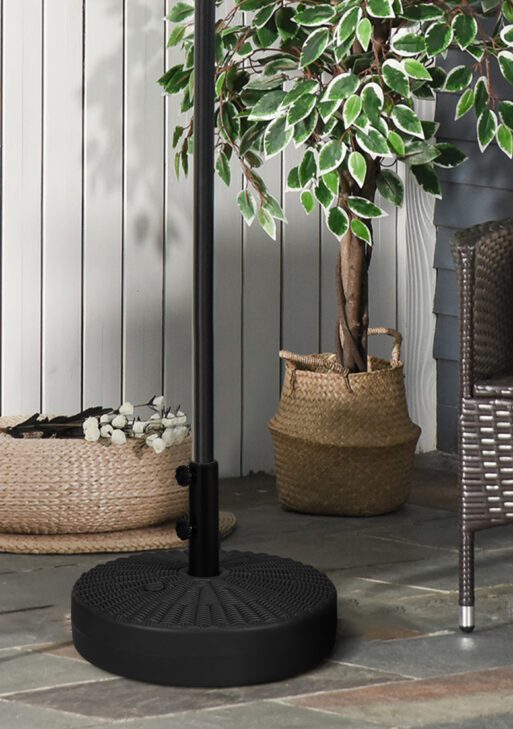 Umbrella Stand for 1.5" or 2" Umbrella Poles, Round Fillable Umbrella Base for Outdoor, Lawn, Deck, Black