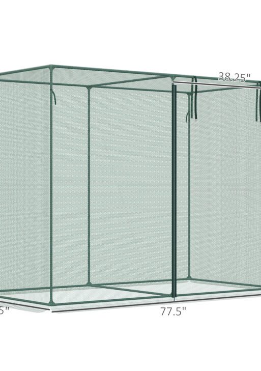 6' x 3' x 5' Crop Cage, Plant Protection Tent with Zippered Doors for Vegetable Garden, Backyard, Green