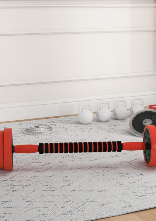 Adjustable Dumbbell Sets, 4 in1 Weights Dumbbells Set Used as Barbell, Kettlebells, Push up Stand, Free Weight Set for Men and Women Home Gym Training, Red 66lbs