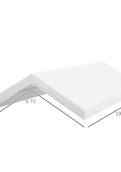 20' x 10' Carport Replacement Canopy for Model 84C-207WT or 84C-386V00WT with Ball Bungee Cords, White (Only Cover)