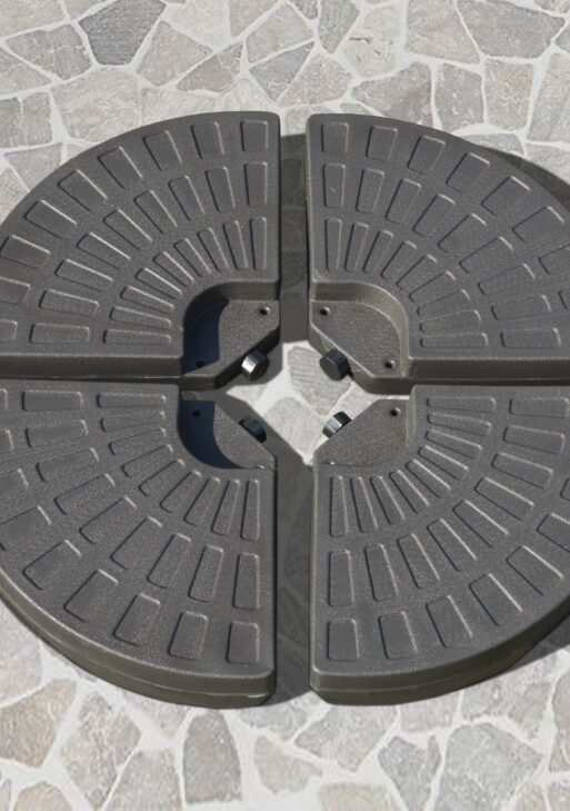 4 Pieces Cantilever Patio Umbrella Base, Fan Shaped Umbrella Weight w/ Built-In Handles & Rugged Material, 148 lbs Water and 220 lbs Water and Sand, Coffee