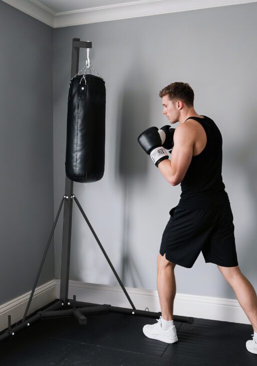 Foldable Punch Bag Stand, Height Adjustable Heavy Bag Stand with Weighted Base, Free Standing for Home Gym, Stand Only