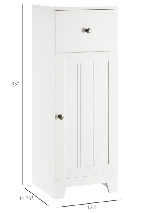 Short Bathroom Storage Cabinet, Cabinet Organizer with 1 Drawer and Adjustable Shelf for Living Room, White