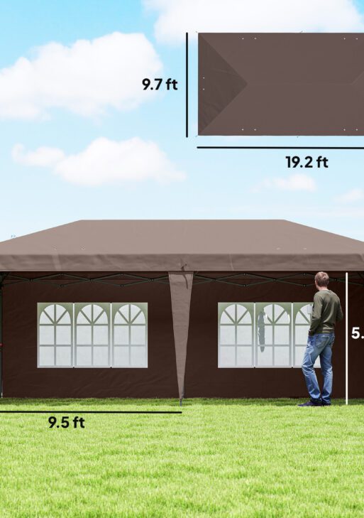 10' x 20' Pop Up Canopy Tent with 4 Sidewalls, Instant Gazebo with Carry Bag for Garden, Patio, Coffee