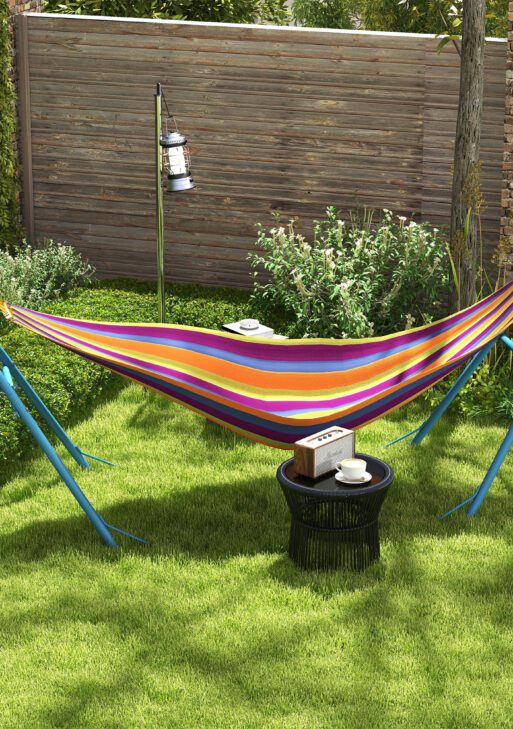 Hammock Stand, Portable Adjustable Steel Frame Hammock Stand, Weather Resistant, 10.3', 550 lbs. Capacity, Blue